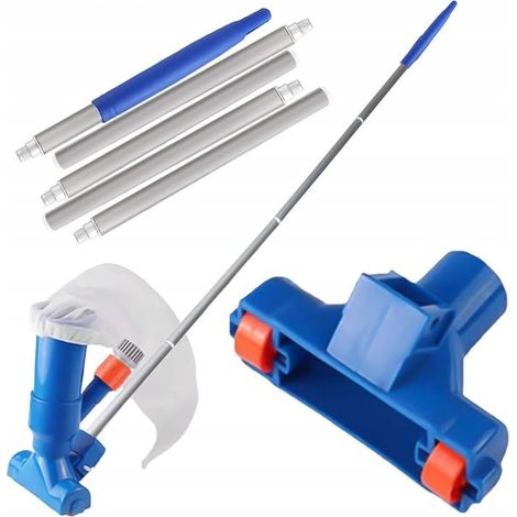 Aspirateur de piscine avec tige télescopique, sans électricité, nettoyeur de piscine avec sac filtrant, nettoyant pour piscine, étang, jacuzzi, aspirateur de sol, aspirateur de piscine (1/5)