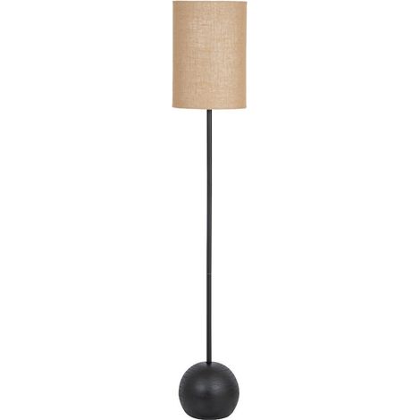 Cannon Floor Lamp with Hessian Shade - Metal - L26 x W26 x H151 cm - Black