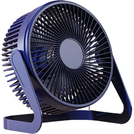 Mini ventilateur de bureau USB portable, puissant 2 vitesses, inclinable à 360°, silencieux, pour maison, bureau, chambre, voyage et extérieur - Bleu foncé 5 pouces (1/5)