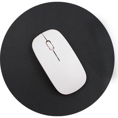Tapis de souris rond AtailorBird pour bureau, antidérapant, bicolore, imperméable, en cuir PU, pour PC, ordinateur et ordinateur portable - Noir et rouge (1/5)