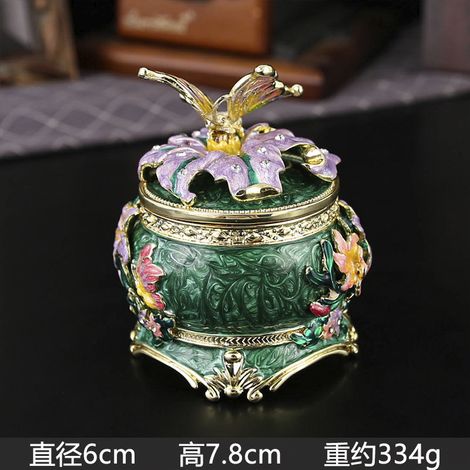 (Vert) Boîte à bijoux en forme de papillon avec couvercle à charnière, boîte de rangement anti-poussière pour bijoux en or et en argent. (1/2)
