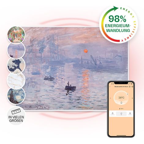 Klarstein Radiateur Infrarouge Mural Intelligent, Chauffage Infrarouge 500W, Panneau Chauffant Infrarouge, APP Mobile, Radiateur Electrique Extra Plat, Salle de Bain, Sans CO2, Faible Conso d'Energie (1/5)