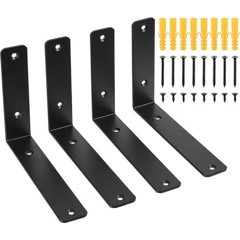 Equerre Etagere Murale, Support Équerre, Charge Lourde, Supports en L Industriels Noirs pour Bureau Domicile(200x150x38MM)