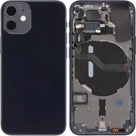 Kompatibel mit iPhone 12 Mini Rückseite, komplett mit Kleinteilen, Schwarz (1/3)