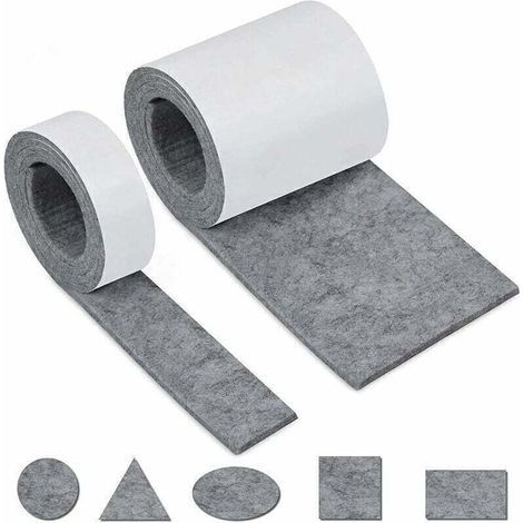 Selbstklebende Filzgleiter für Möbel, 2 Rollen (100×10cm + 100×2cm), frei zuschneidbar auf jede beliebige Größe oder Form, rutschfeste Filzgleiter zum Schutz von Tisch-, Stuhl- und Sofabeinen