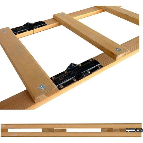 Outifrance – Échelle de couvreur pliante 6 m – En bois avec échelons plats – Charnières en acier avec verrouillage – Section des montants 50x20 mm