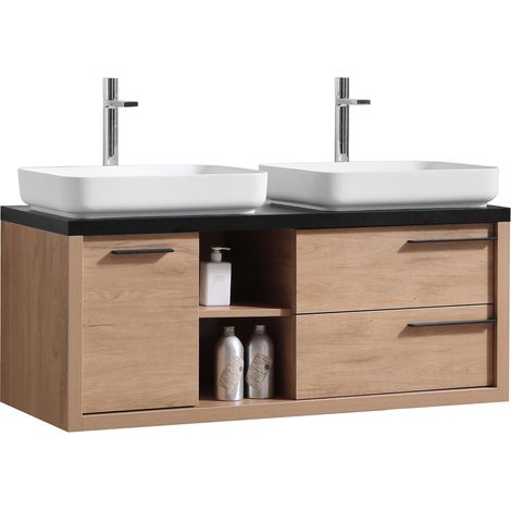 Meuble de salle de bain Vermont 120 cm - Badplaats - Chene avec Noir (1/4)