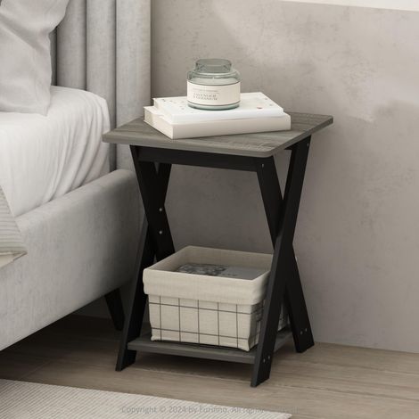 Table de Chevet, étagère Ouverte, Pieds en X, Table d'appoint, Table de Chevet croisée, pour Chambre ou Salon, chêne français (1/5)