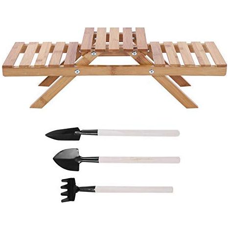 Scaffale pieghevole in legno a 2 livelli per fioriere – Portavaso – Scaffale portaoggetti – Decorazione