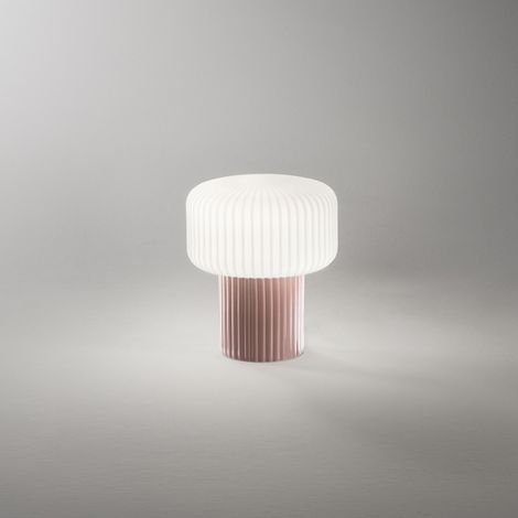 Lumetto Moderno Otty Ceramica Tortora Vetro 1 Luce G9 Ip20