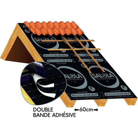 Écran sous-toiture universel AEROMAX R2 Premium 2BA 3 couches 150g/m² avec double bande adhésive largeur 1,5m longueur 50m - SALOLA