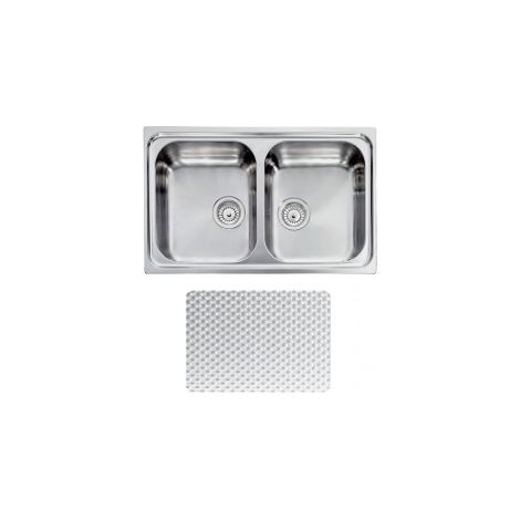 CM 011292XCSSX Zenith Lavello da Incasso 2 Vasche 79x50 cm Acciaio Inox AISI 304 Sopratop colore Inox Antigraffio (1/5)