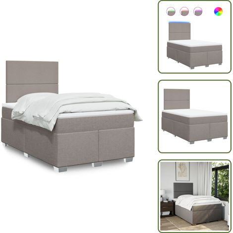 vidaXL Sommier à lattes de lit avec matelas taupe 120x190 cm tissu