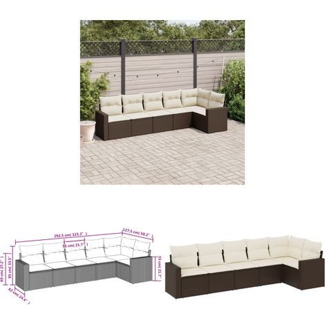 6-tlg. Garten-Sofagarnitur mit Kissen Braun Poly Rattan - Gartensorganisation - Outdoor Möbel - Gartenlounge - Lounge Set - Esstischgarnitur - Home & Living (1/3)