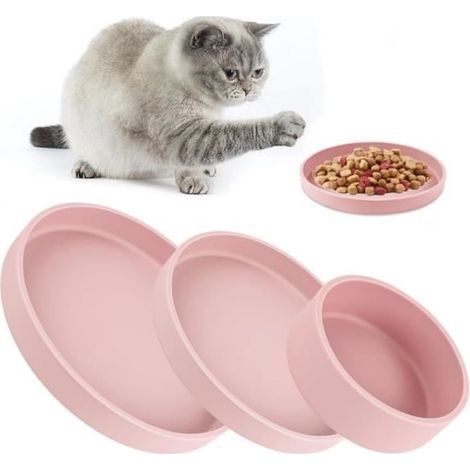 (Rosa) Katzennapf - Silikon - Oval - 3er-Set - Rosa - Multifunktional (1/4)