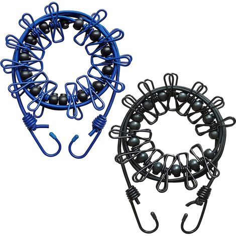 Lot de 2 sèche-linge, en plastique, bleu/noir (1/5)