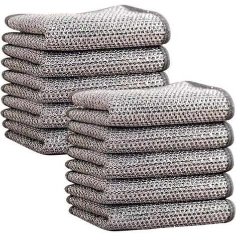 Torchons à Vaisselle - Multi-usages - 10 Pcs - Fil Métallique - 20x20 cm - Résistant aux Rayures (1/4)