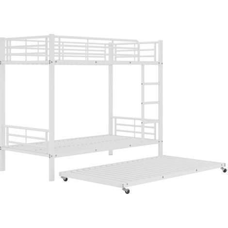 Letto a castello in metallo bianco con letto estraibile 90x200 cm e 90x190 cm (1/5)