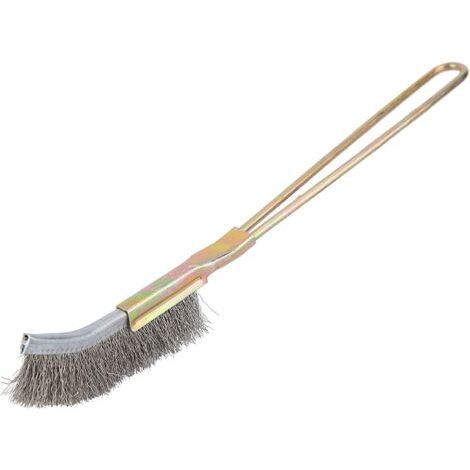 BUNTHAUS Bonsai Brosse incurvée Mini Brosse métallique Peinture Métal Nettoyant Outil de Nettoyage de Jardin pour Tronc d'arbre Burr Bonsai Brush (Tête courbée) (1/4)