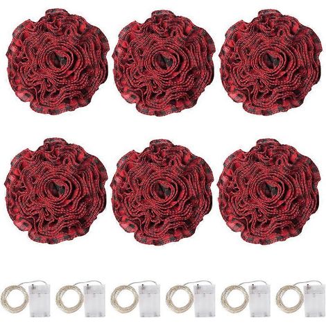 6 rouleaux de guirlande de Noël rustique à LED, ruban noir et rouge, pour loisirs créatifs (1/5)