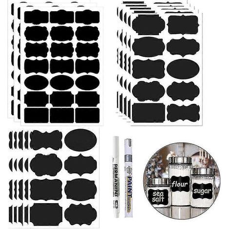 173 étiquettes autocollantes pour tableau noir avec 2 marqueurs à craie effaçables (1/5)