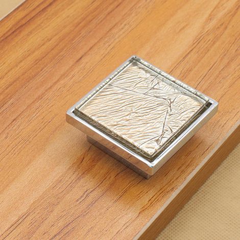 Poignée de meuble carrée en cristal pour porte, tiroir, placard et armoire (Blanc, L)