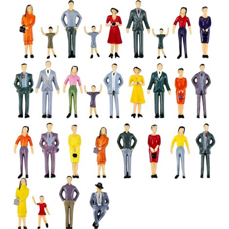 Miniature di persone, trenini in miniatura, statuette