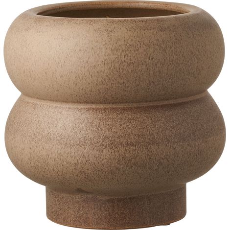 Vaso portavaso in ceramica marrone con forma organica ø19x17,5 cm
