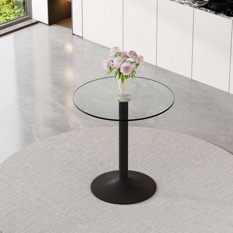 Moderner minimalistischer runder Bar-Tisch aus gehärtetem Glas: Mit einem Durchmesser von 89 cm und einer Höhe von 92 cm ist er die ideale Wahl, um eine leicht luxuriöse Atmosphäre zu schaffen. (1/5)
