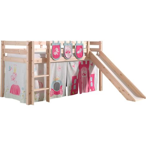 Pack - Lit Enfant Toboggan, Tente & 3 Pochettes "Pino Princesse" Naturel (1/5)