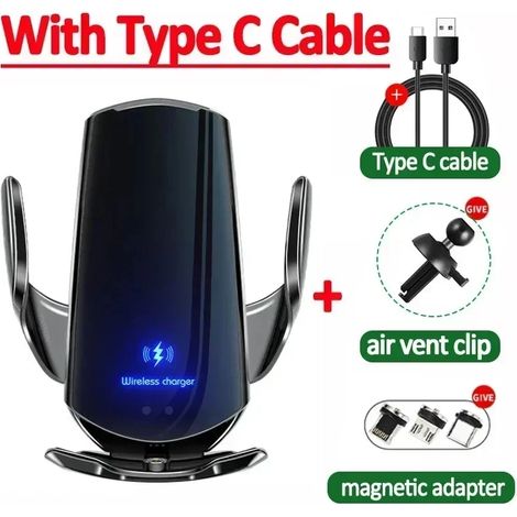 Chargeur de voiture sans fil 100 W avec support magnétique pour téléphone, compatible iPhone 11, 12, 13, 14, 15 Pro, Xiaomi et Samsung. Charge rapide sans fil. (1/5)