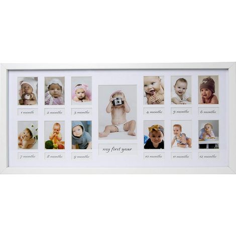 Baby-Fotorahmen „Erstes Jahr“ weiß für 13 Fotos 23x50 cm BD Art