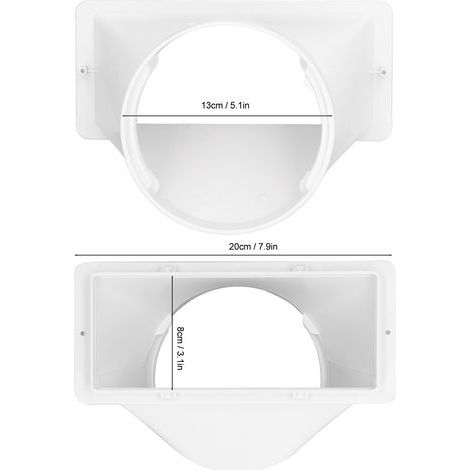 Ortviai Raccord d’échappement pour climatiseur portable – 130 mm, filetage universel horaire/antihoraire, interface rectangulaire