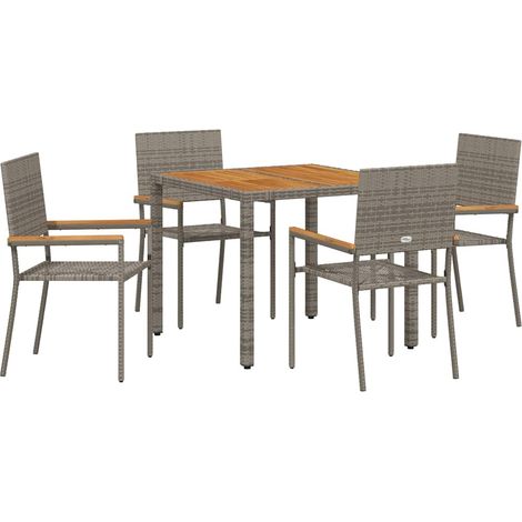 Maison Exclusive - Garten Essgruppe 5 pcs Grau Poly-Rattan