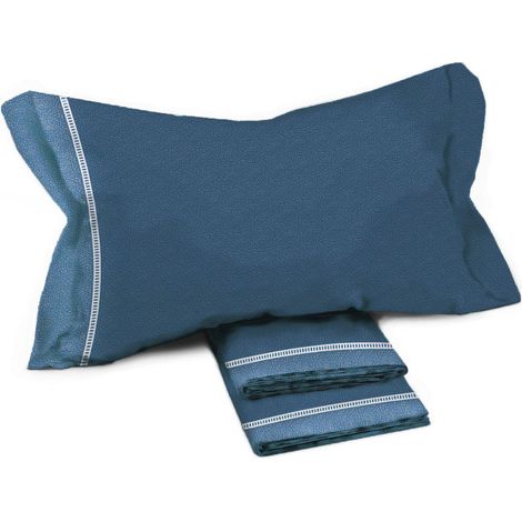Lenzuola Matrimoniali Cotone Completo MAXI Tex Family - Design Moderno 'Time' Colore Petrolio