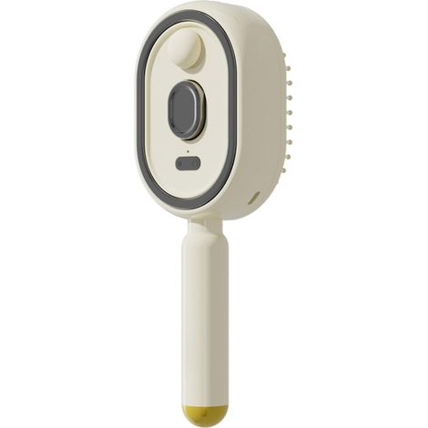 Brosse à cheveux avec jet d'eau, brosse à cheveux vapeur avec spray d'huiles essentielles, brosse électrique coussin en plastique, brosse démêlante antistatique (beige) avec lisseur vapeur (1/5)