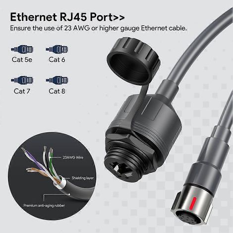 Câble d'extension étanche vers coupleur RJ45 pour adaptateur Ethernet Starlink Gen 3 pour antennes satellites. (1/5)