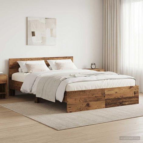 Estructura de cama con cabecero Madera envejecida 160 x 200 cm (1/5)