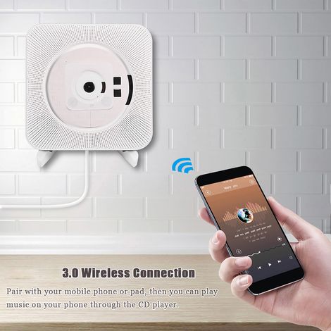 Lecteur CD/MP3 stéréo Bluetooth portable mural avec télécommande et prise britannique (1/5)