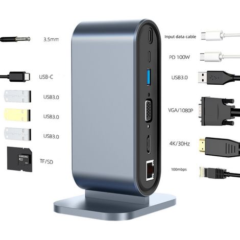 Station d'accueil USB-C 12-en-1 avec ports HDMI, Ethernet et USB 3.0 (1/4)