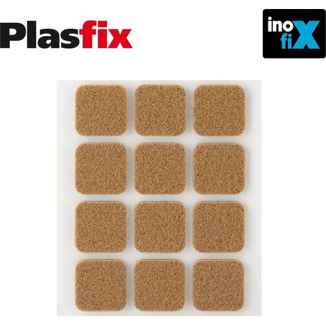 Confezione da 12 feltri sintetici adesivi marroni 22x22mm Plasfix INOFIX
