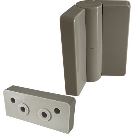 Paumelle gauche en nylon avec cache vis pour + cale de paumelle pour cabines sanitaires - RAL 7038 HOMEWELL (1/2)
