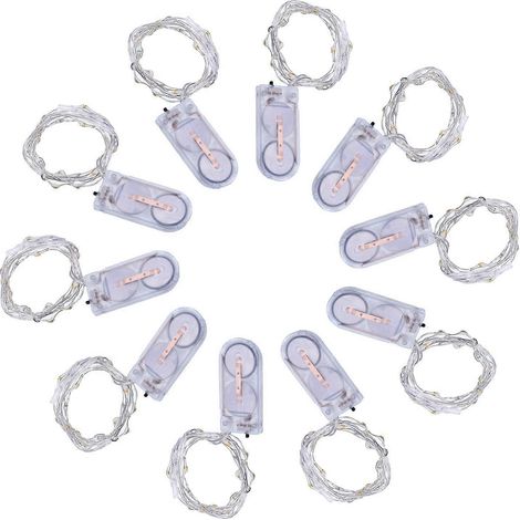 Lot de 10 guirlandes lumineuses LED à 3 fonctions avec effets lumineux (petite boîte carrée), 2 m, 20 LED, fil de cuivre, pour chambre, intérieur et extérieur. (1/5)