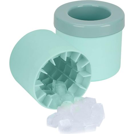 APEX Moule à glaçons cylindrique bleu en 2 pièces, seau à glaçons en silicone, gobelet à glaçons à démoulage facile par pression (1/5)