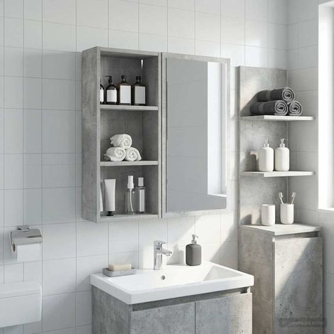 vidaXL Armadio da bagno a muro Grigio Cemento 30 x 14 x 70 cm