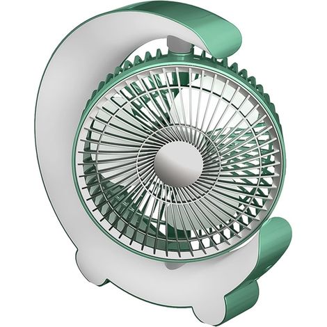 Ventilador de escritorio silencioso con rotación 360° y luz ambiental, 3 velocidades ajustables – Ideal para dormitorio u oficina (1/5)