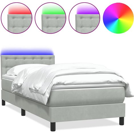 Maison Exclusive - Boxspringbett mit Matratze & LED Hellgrau 90x2