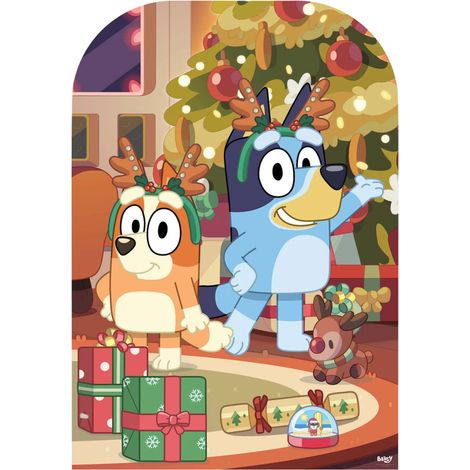 Figurine en carton - passe tête Bluey et Bingo noël - hauteur 131 cm (1/5)