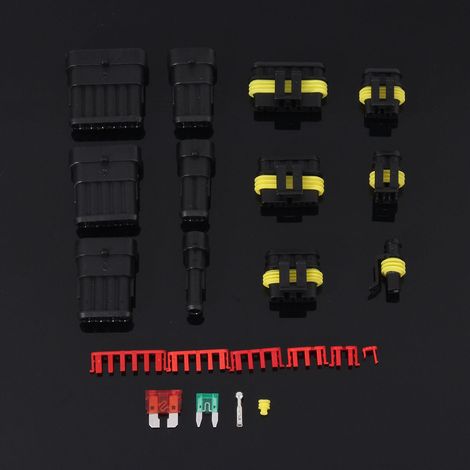 Kit de connecteurs électriques automobiles étanches à 1-6 broches avec boîtier de fusible (1/4)