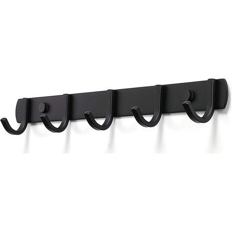 Porte Manteau Mural, Patères Porte Manteaux Design En Acier Inoxydable, Patères Salle De Bains Solide pour Chambre Bureau Noir (5 Hook) (1/4)